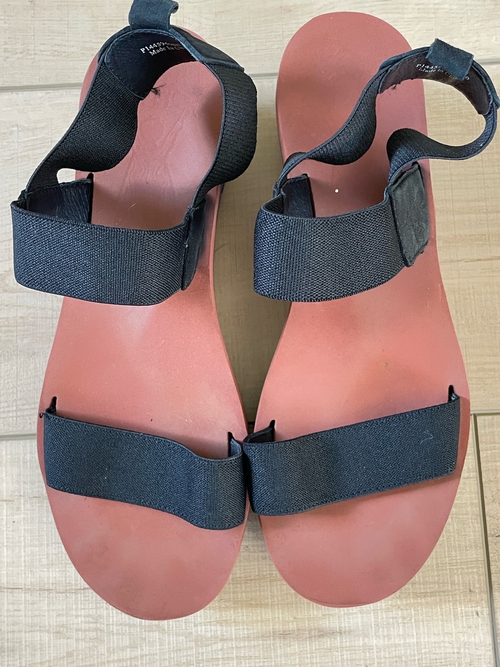 FLY London Yefa Black Strapped Sandals with Terracotta Footbed size 40 US 10